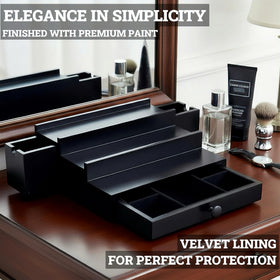 Sturdy display surface holds bottles securely during use.