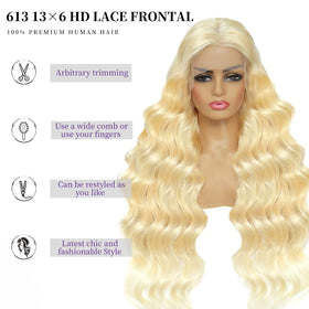 SEMANK blonde human hair 13x6 lace-front wig with versatile parting