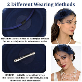 Semato Navy Blue 2-in-1 hair clip headband offers secure styling for buns or ponies