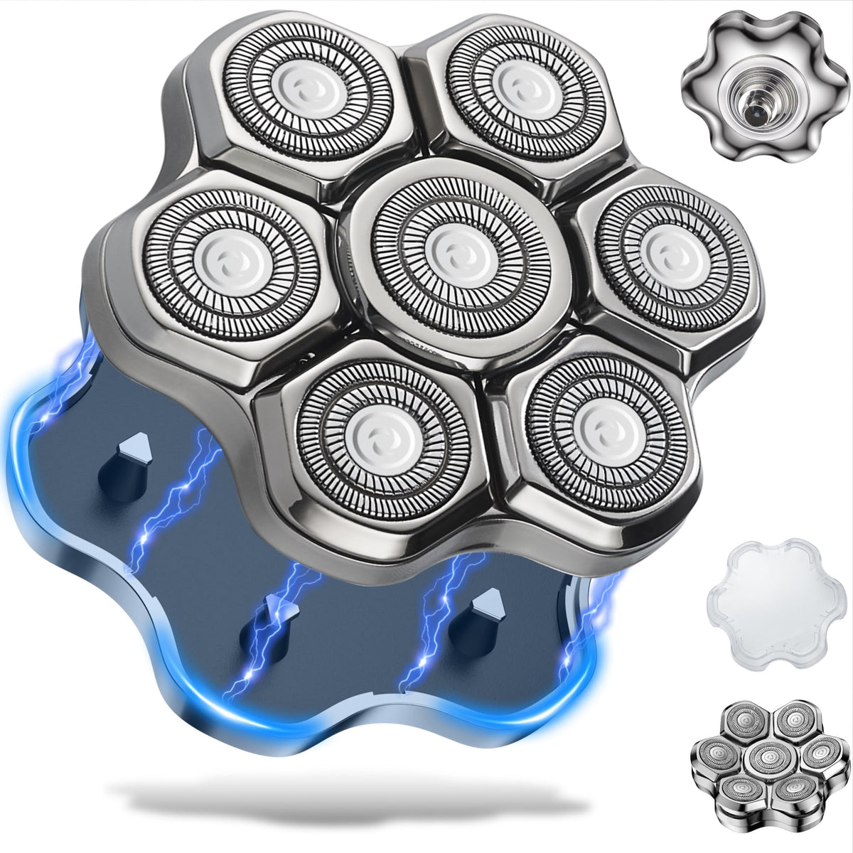 Seminhoof universal head shaver replacement with seven blades for a close, comfortable shave.