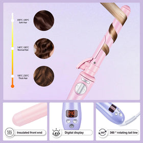 Semqimiuso curling iron with tourmaline ceramic reduces frizz and adds shine.