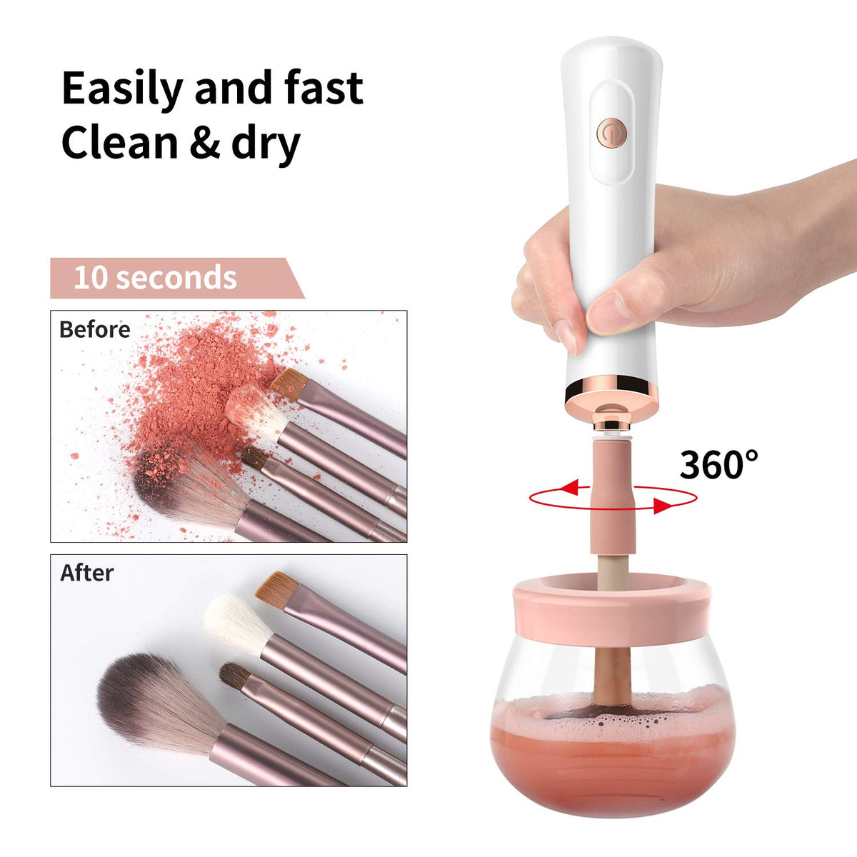 Senbowe automatic brush spinner in operation for hands-free cleaning