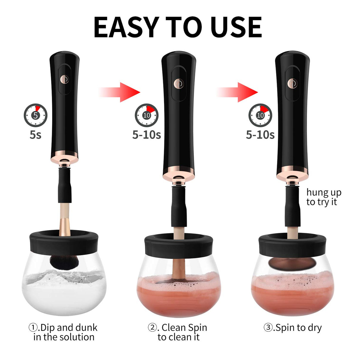 Senbowe clean and dry process supports a quick makeup routine.