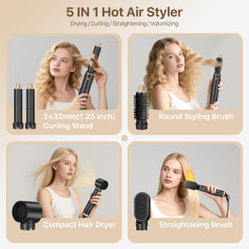 Sendowtek attachments close-up for curling, straightening, and drying options