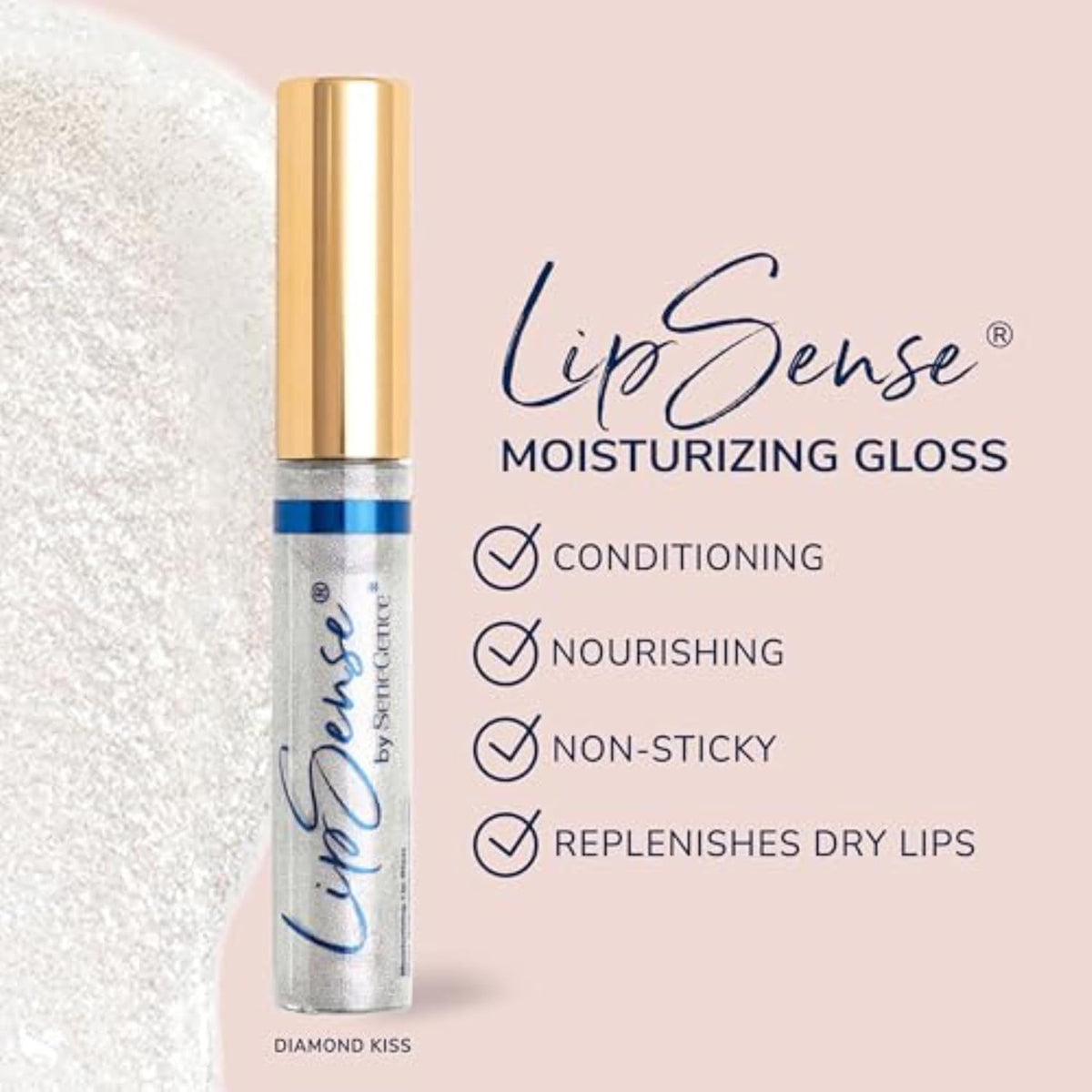 SeneGence LipSense gloss displaying glossy, pearl, and satin finishes