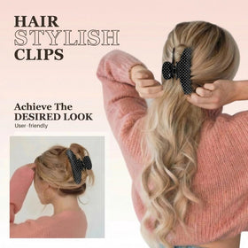 Red polka dot clip side view showcasing retro charm and firm hold.