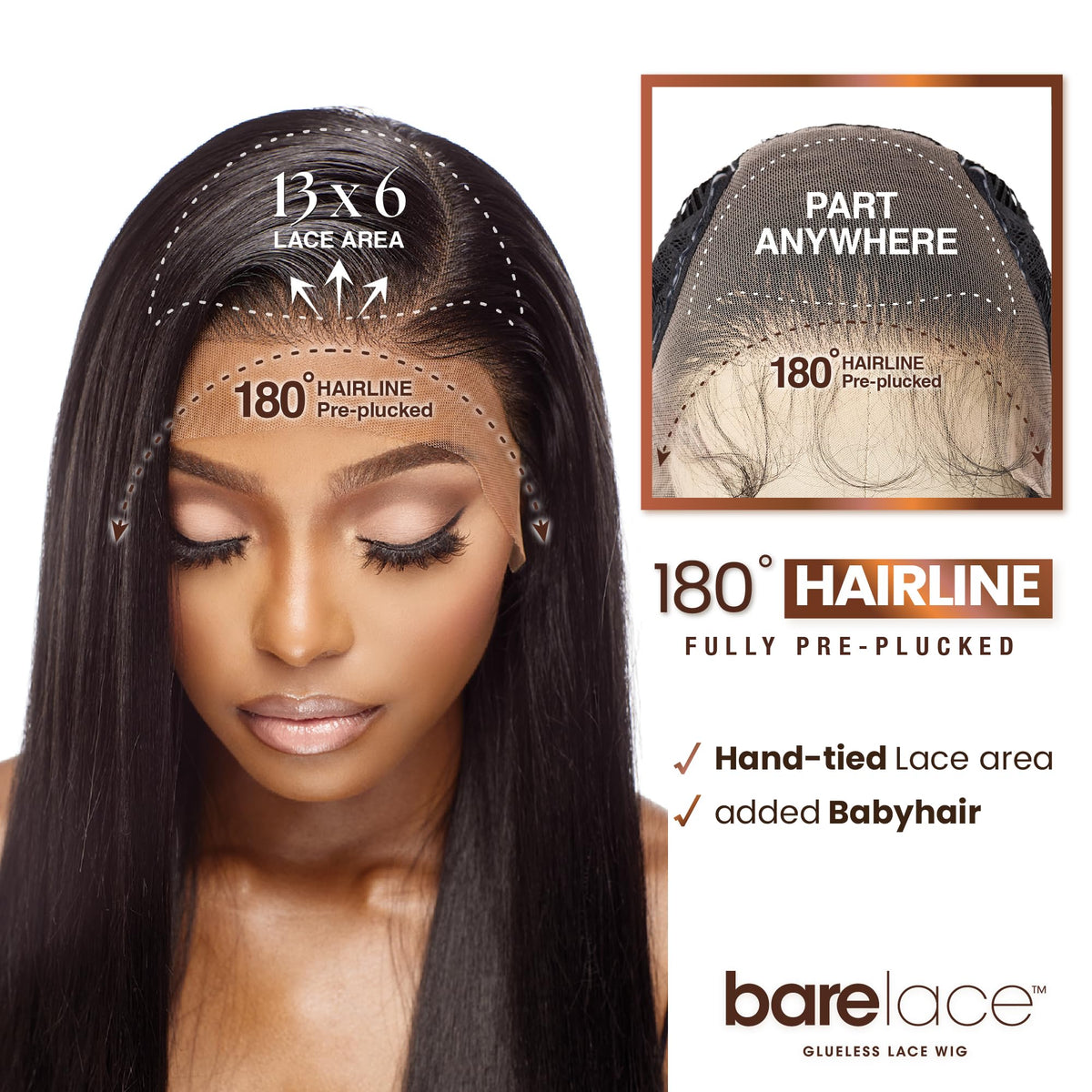 Sensationnel Bare Lace 13x6 back view demonstrating continuous frontal coverage.