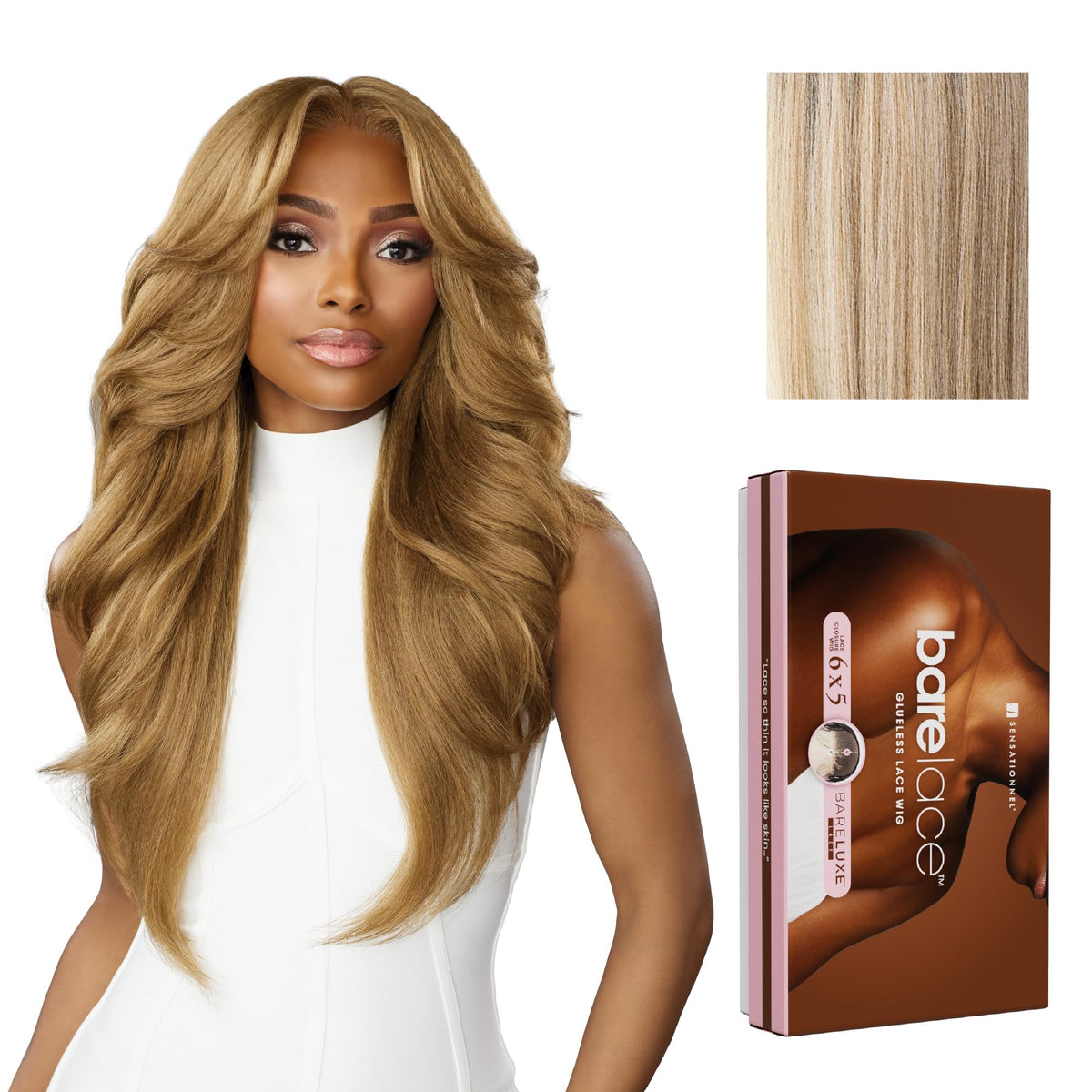 Sensationnel Bare Lace 6x5 wig in balayage ash blonde for natural color blend.