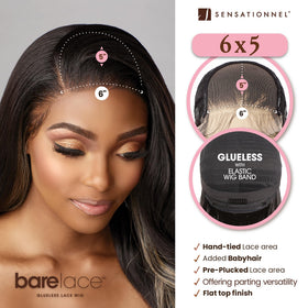Sensationnel Bare Lace 6x5 side part shows natural parting for versatile styling.