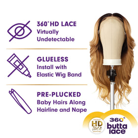 Sensationnel Butta 360 preplucked hairline for easy DIY styling and natural density.