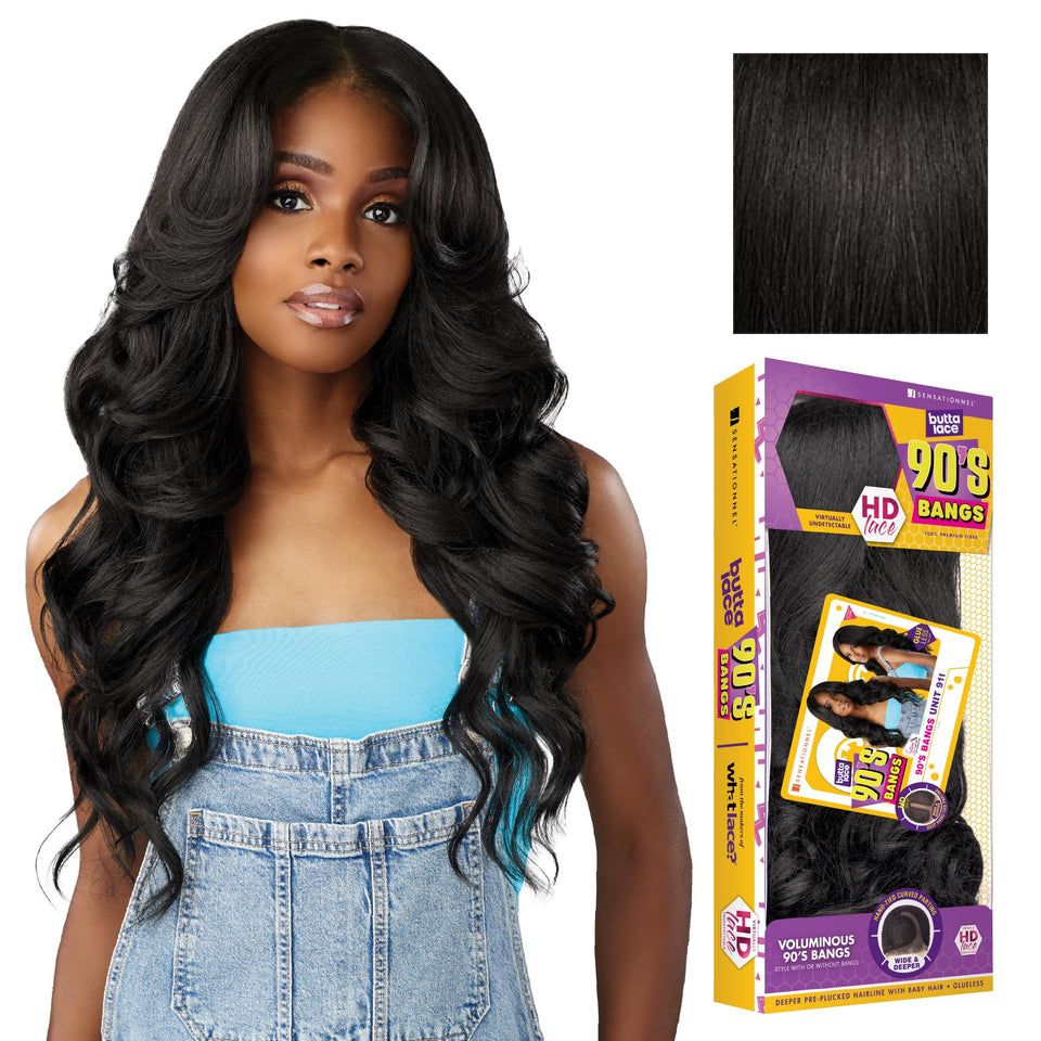 Sensationnel Butta Lace 90s Bangs Unit 911 front view highlights glueless comfort for all-day wear
