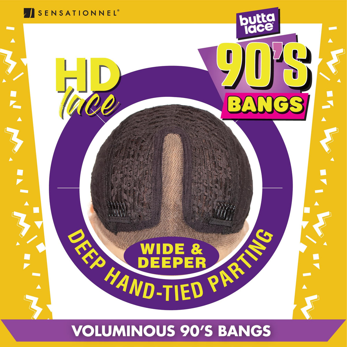 Sensationnel Butta Lace 90Sbangs Unit 911 wide deep part offers room for parting.