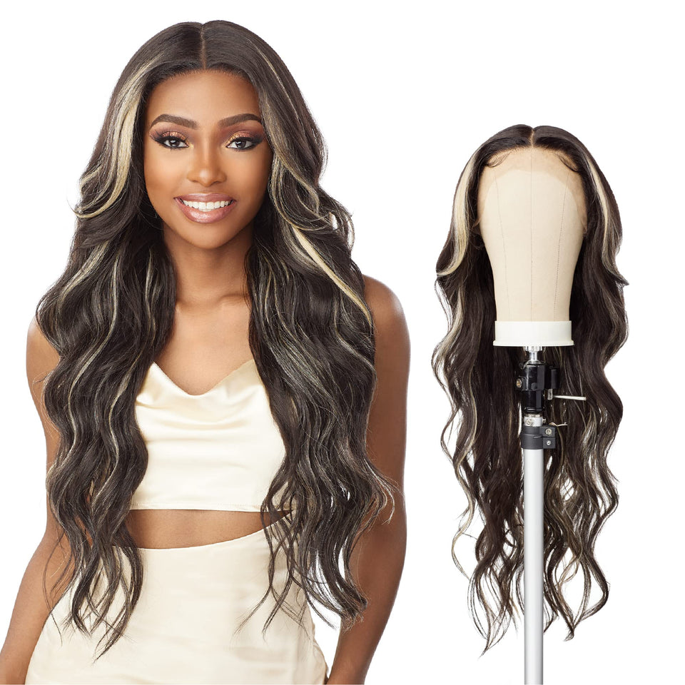 Sensationnel Butta Lace Wig Unit 34 with deep parting for a natural look.