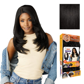 Sensationnel Curls Kinks Co Kinkyedges wig front view with realistic hairline and easy styling.