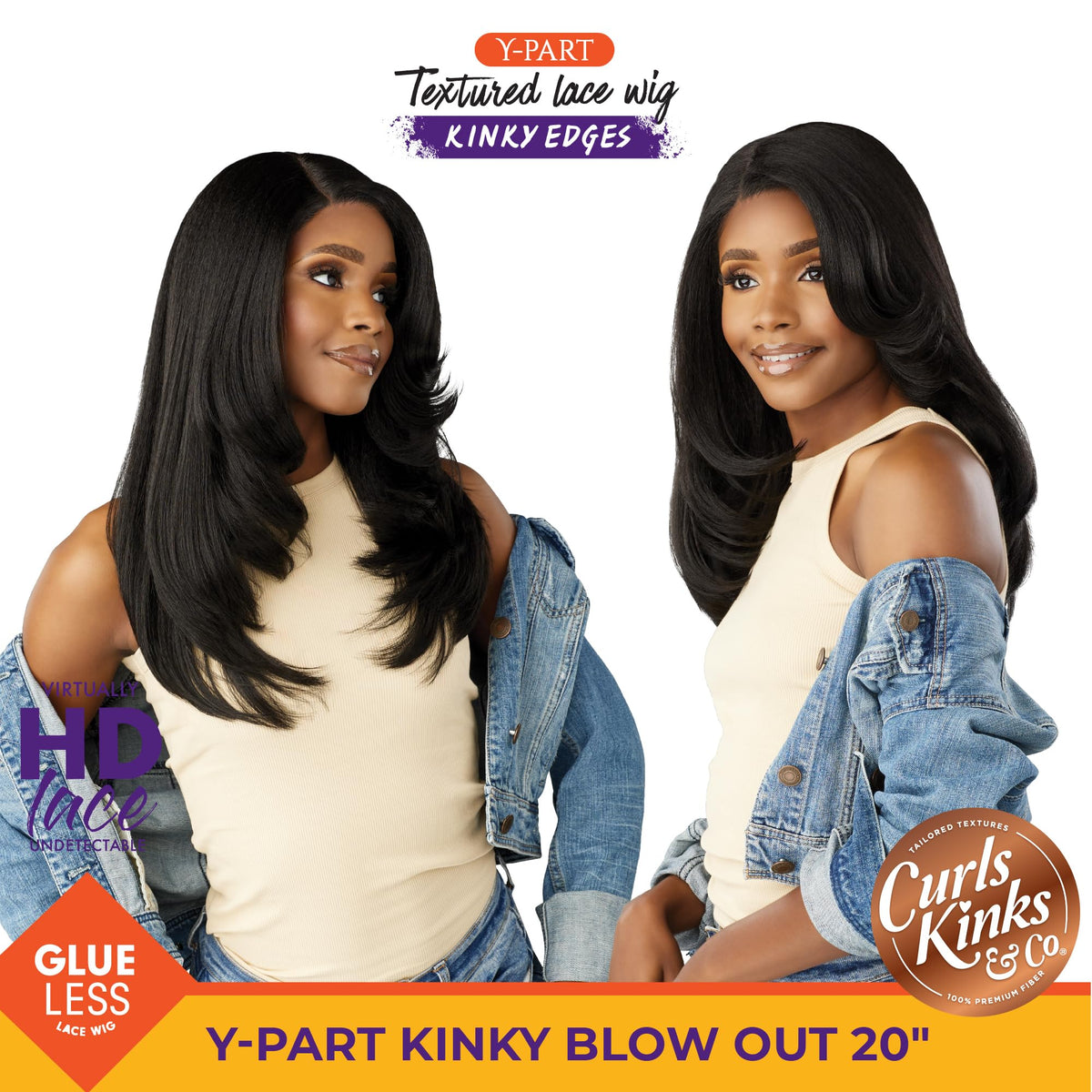 Sensationnel Curls Kinks Co Kinkyedges wig Y-part lace demonstrates seamless parting.