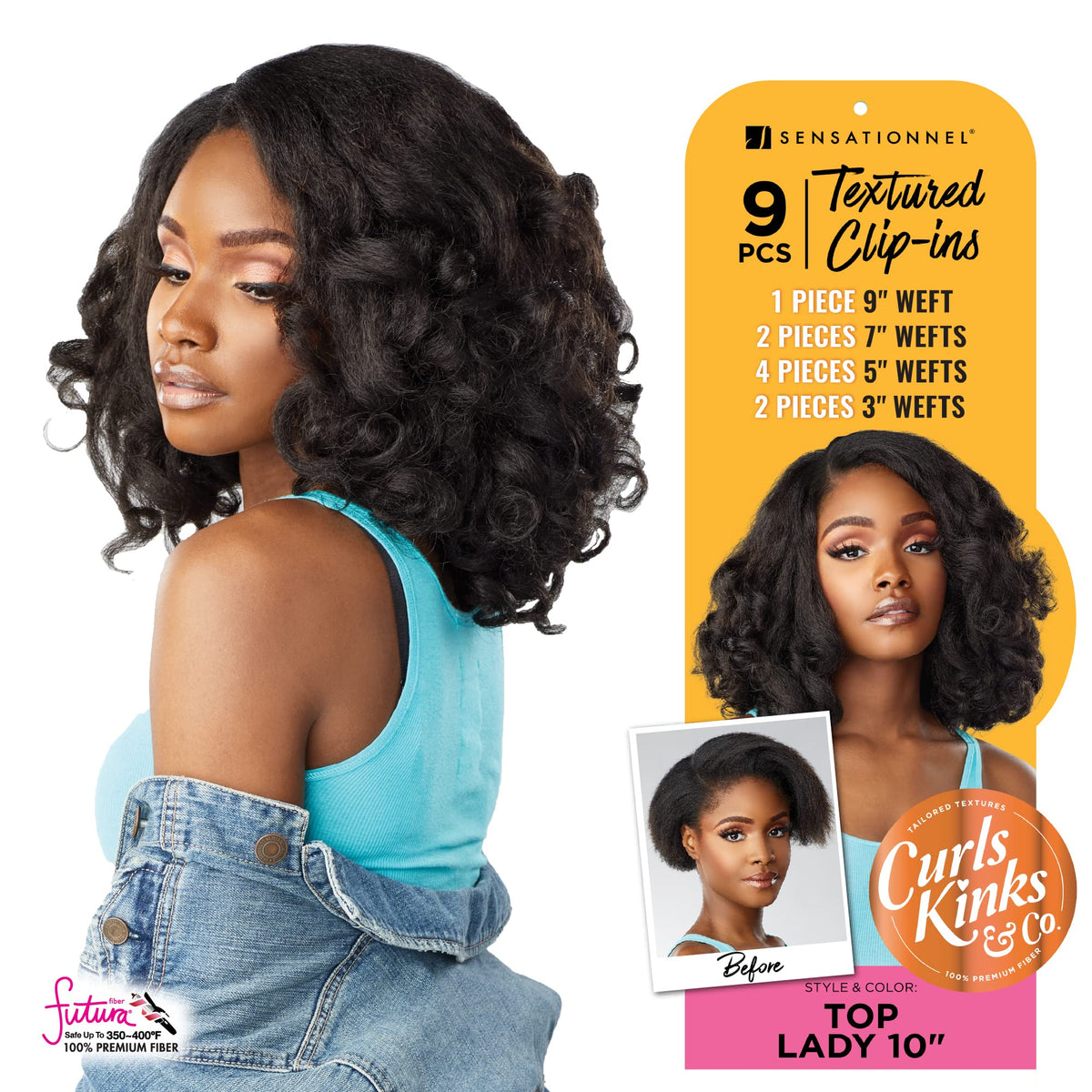 Sensationnel Curls Kinks and Co clip-in side view highlights volume and layering potential