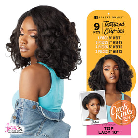 Sensationnel Curls Kinks and Co clip-in side view highlights volume and layering potential