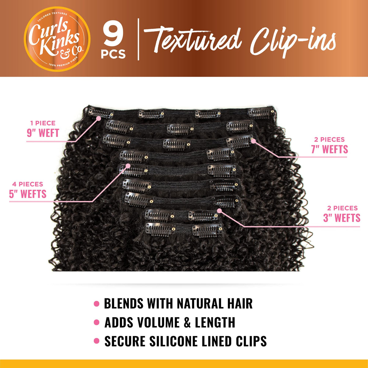 Sensationnel Curls Kinks and Co clip-in four weft lengths for layered volume