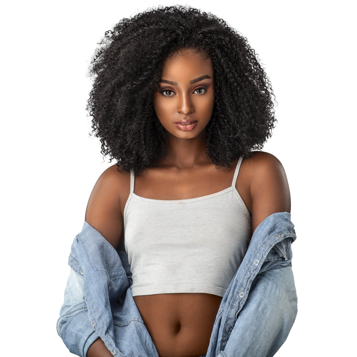 Sensationnel Curls Kinks and Co half wig close-up texture blend for natural volume