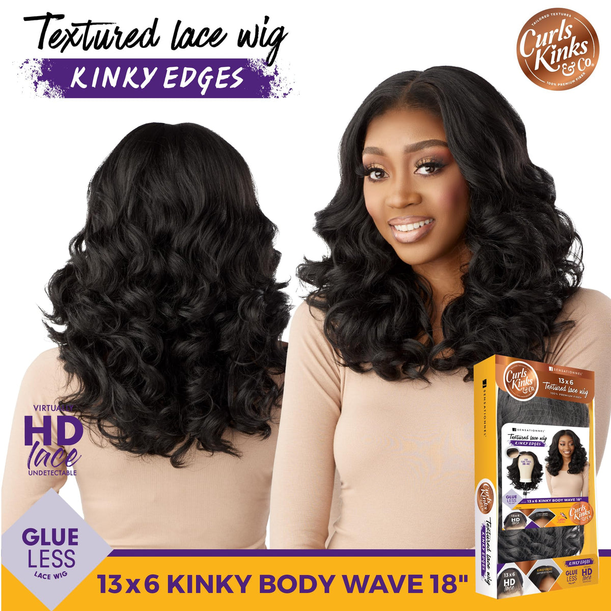 Sensationnel Curls Kinksandco wig 18 inch length for dramatic body wave.