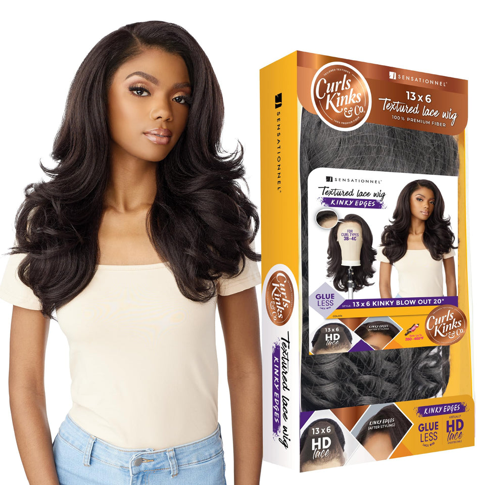 Sensationnel Curls Kinksandco Kinkyedges Wig 20 inch lace front for natural parting