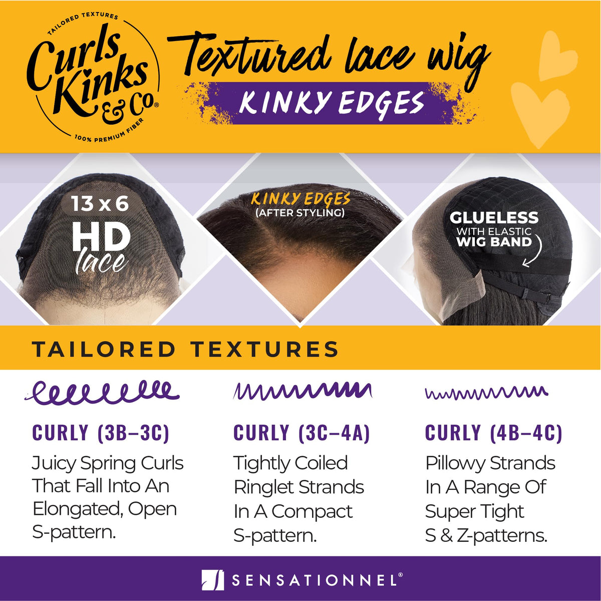 Sensationnel Curls Kinksandco Kinkyedges Wig coily style creates lush texture