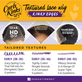Sensationnel Curls Kinksandco Kinkyedges Wig coily style creates lush texture