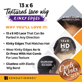Sensationnel Curls Kinksandco Kinkyedges Wig straight option for sleek looks
