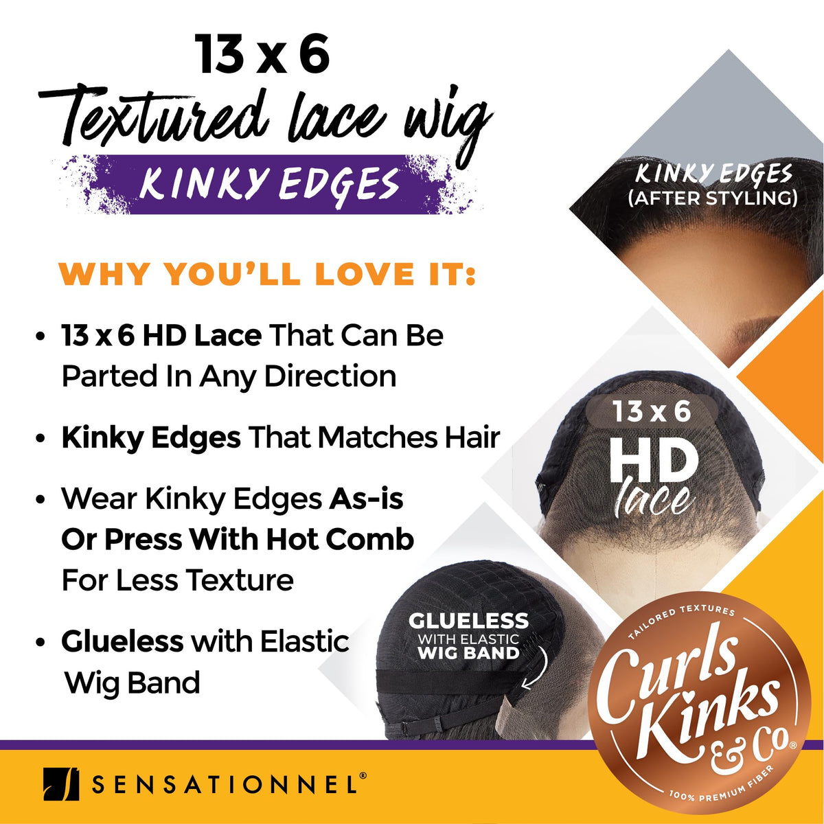 Sensationnel Curls Kinksandco wig designed for daily wear and comfort.