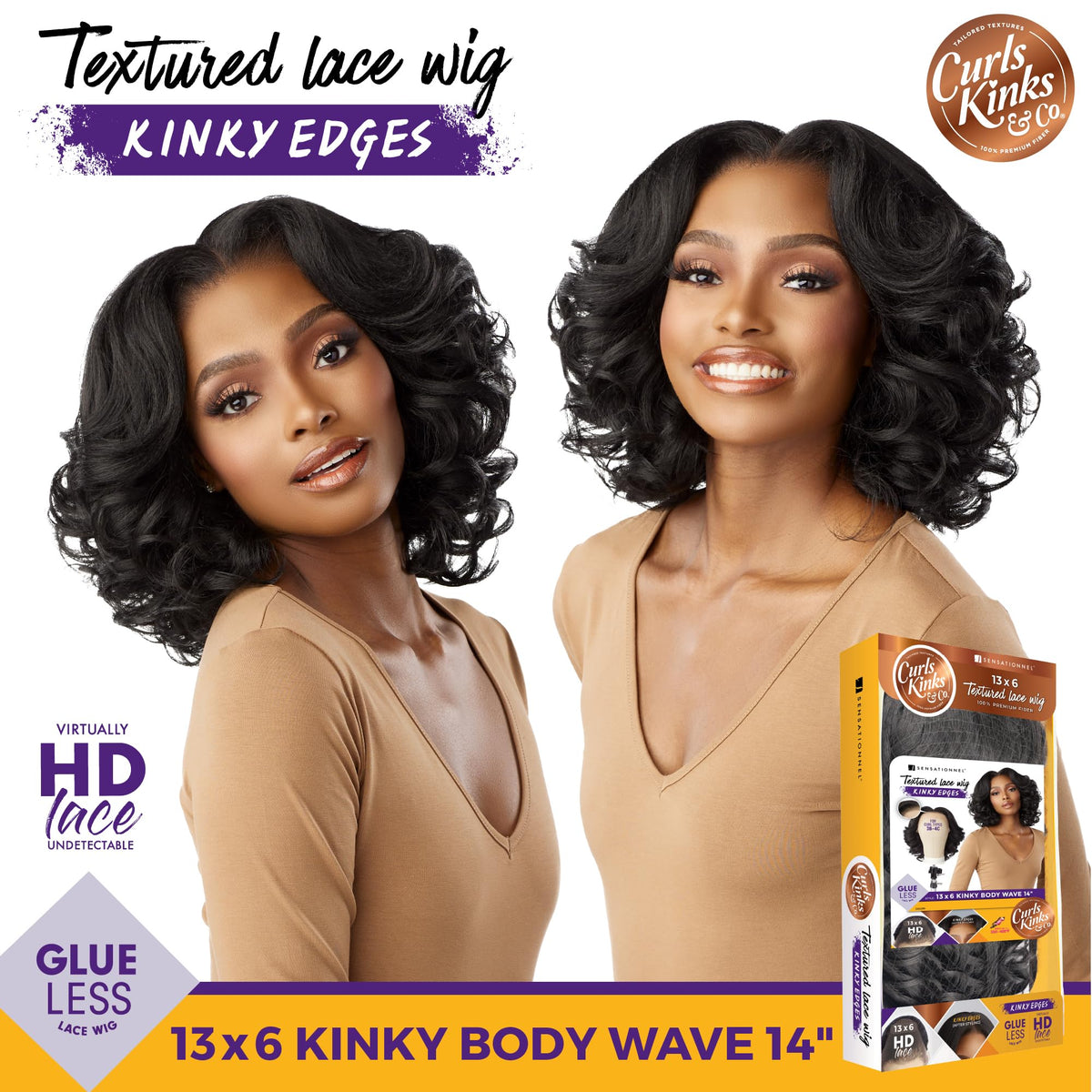 Sensationnel Curls Kinksandco wig with elastic band for quick, secure glueless wear