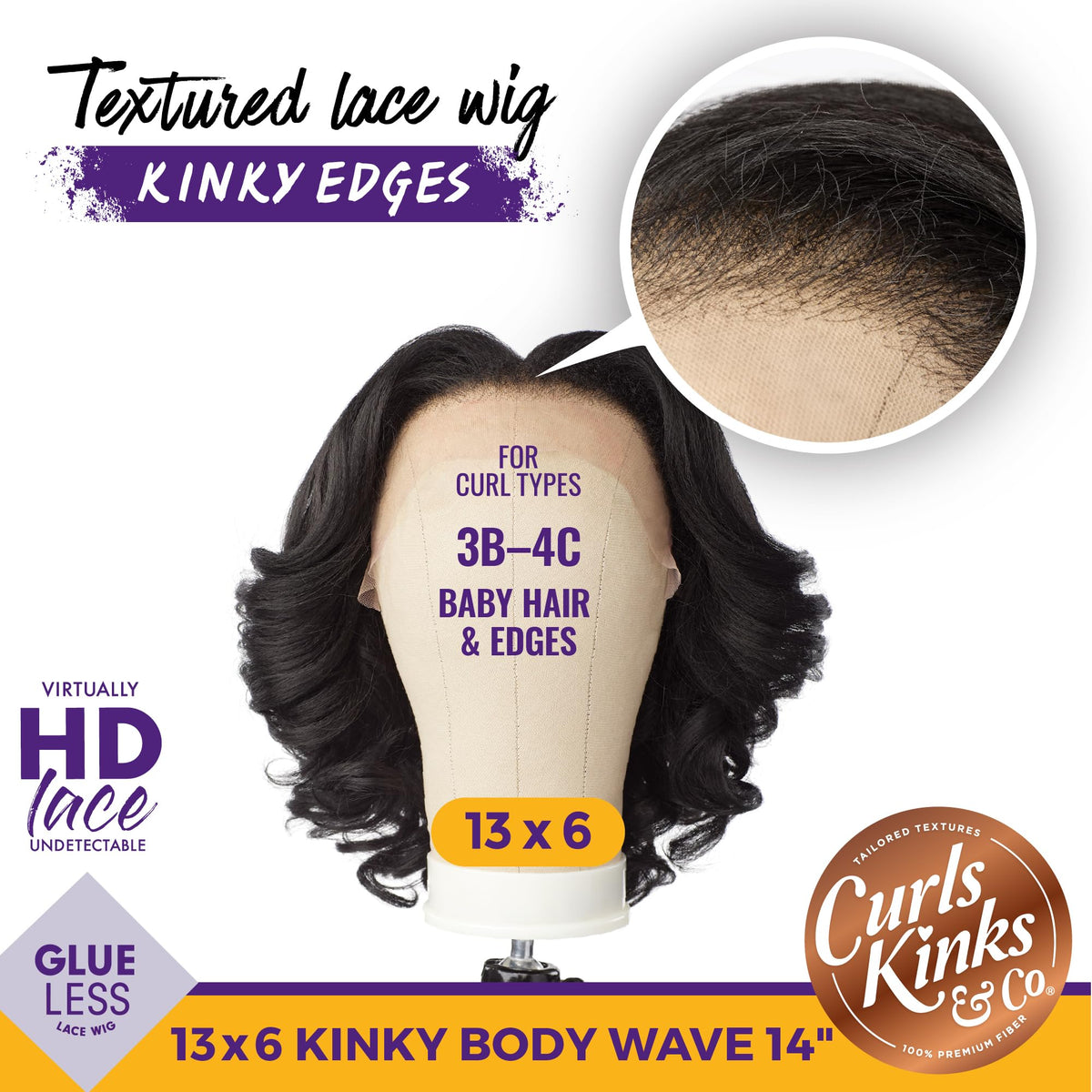 Sensationnel Curls Kinksandco wig front view showing realistic hairline and texture.
