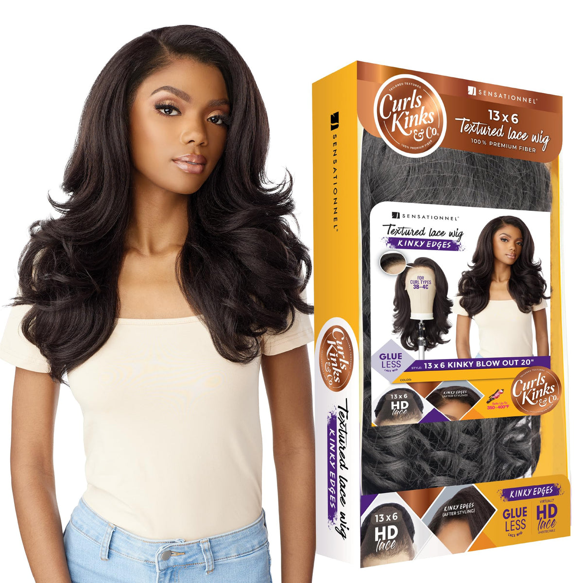 Sensationnel Curls Kinksandco Kinkyedges wig front view with natural hairline
