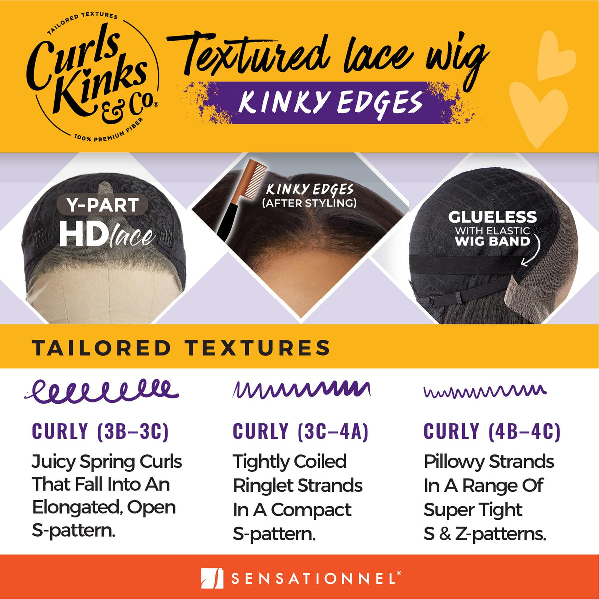 Sensationnel Curls Kinksandco KinkyEdges wig hd lace closure for breathable scalp appearance.