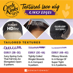Sensationnel Curls Kinksandco KinkyEdges wig hd lace closure for breathable scalp appearance.