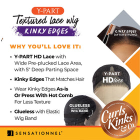 Sensationnel Curls Kinksandco KinkyEdges wig natural hairline for seamless blending.