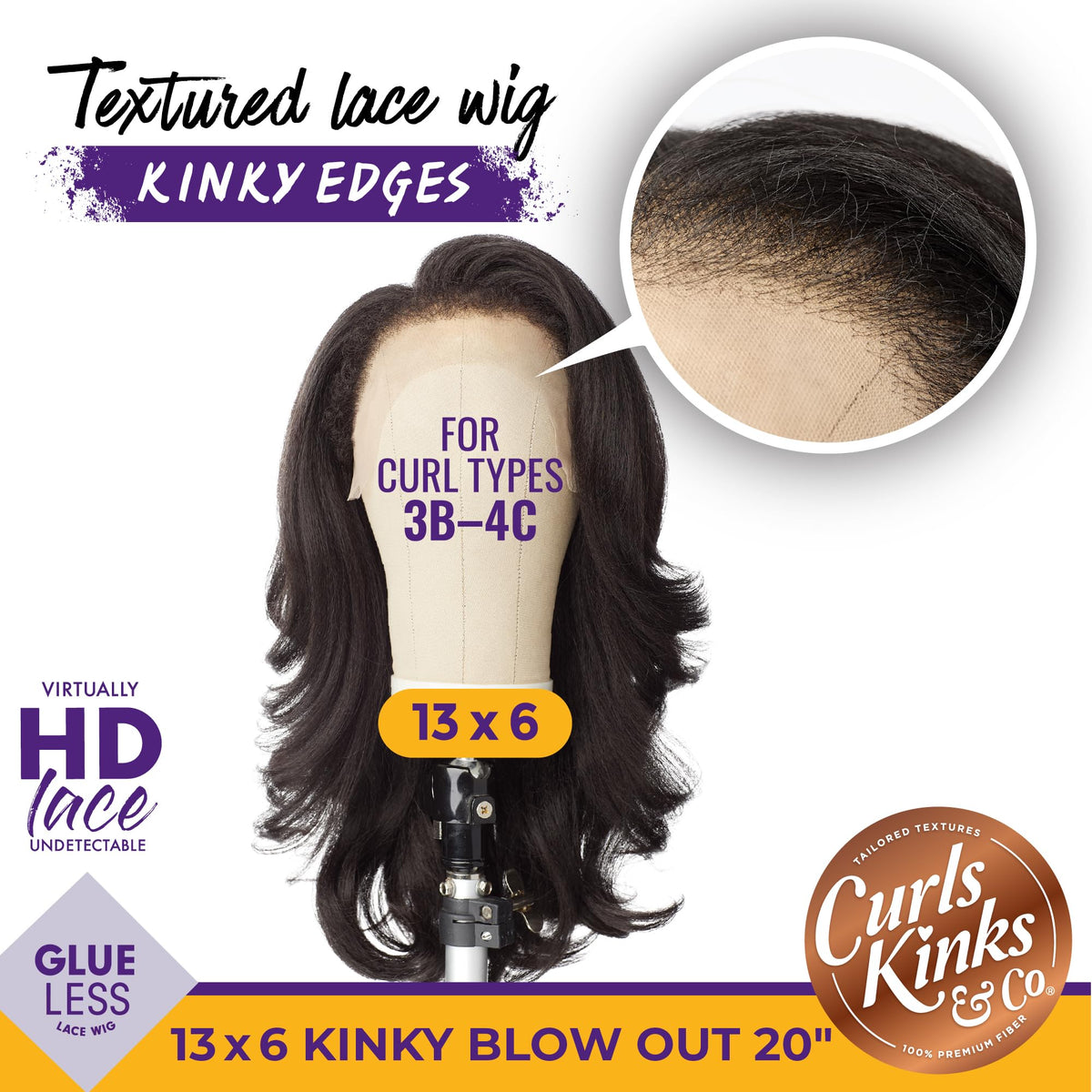 Sensationnel Curls Kinksandco Kinkyedges Wig textured hairline enabling believable edges