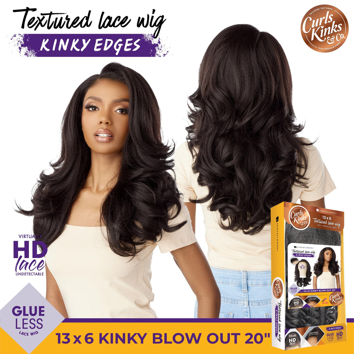 Kinkyedges wig texture close-up showing kinky curl pattern
