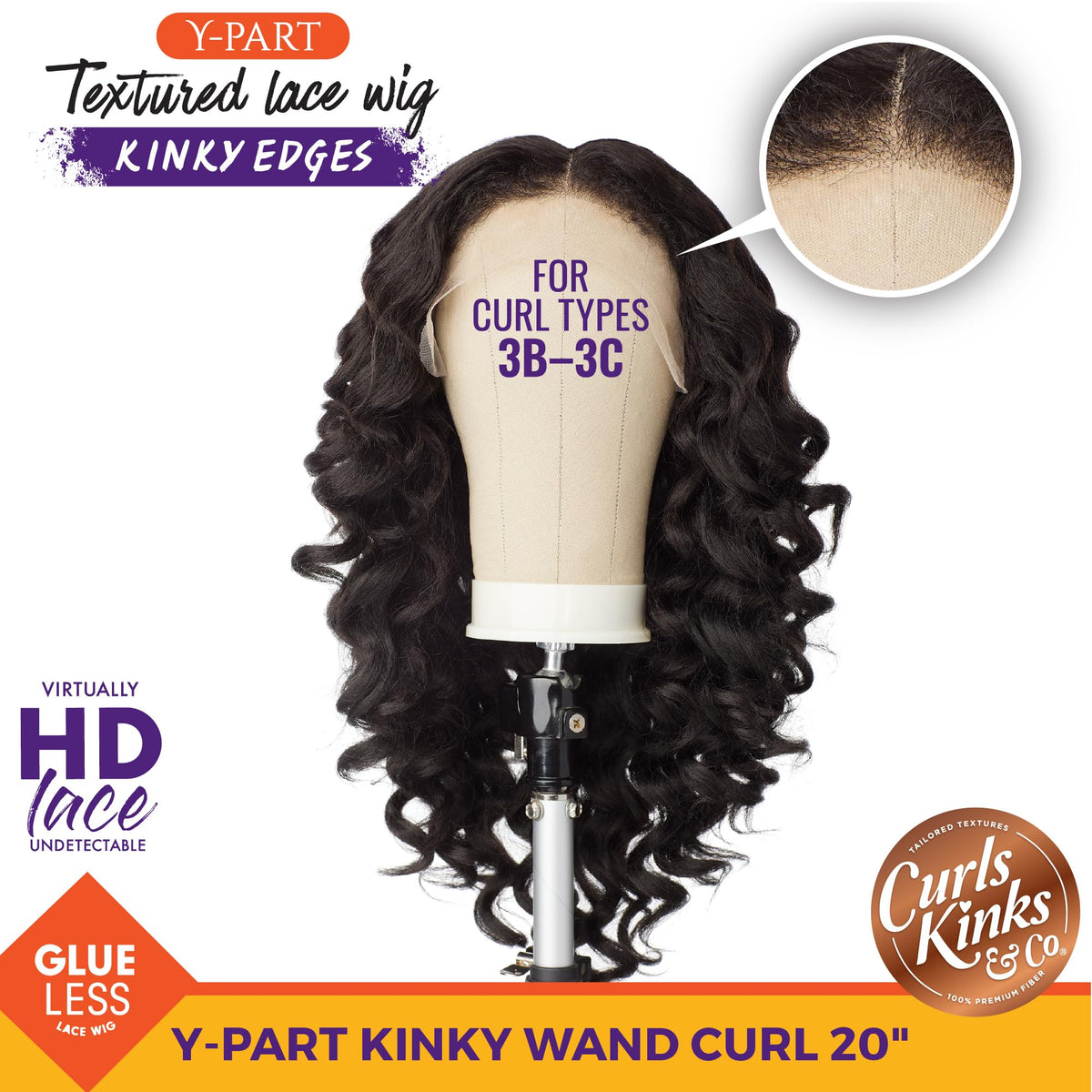 Sensationnel Curls Kinksandco wig Y-part lace detail for seamless blend