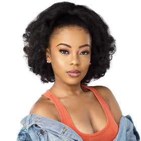 Sensationnel Curls Kinksandco Rain Maker ponytail closeup showing natural blend options for 3C–4C curls