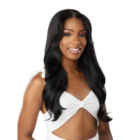 Sensationnel Dashly Wig Jet Black front view showing natural part and overall silhouette