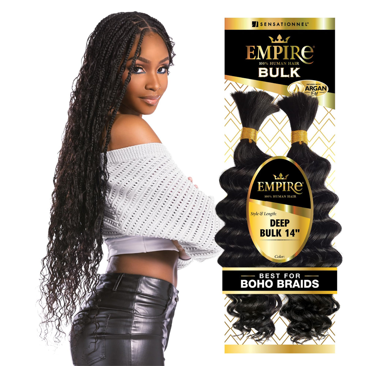 Sensationnel Empire Bulk Braiding 14in 1B OFFBLACK for knotless box braids