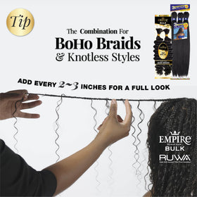 Sensationnel Empire Bulk hair with argan oil adds soft texture for smooth braiding.