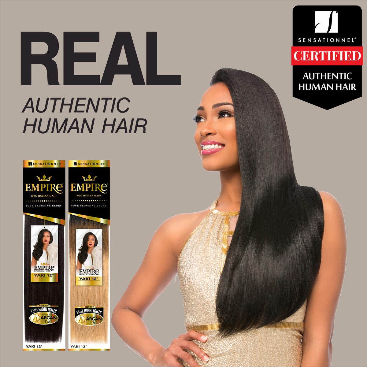 Sensationnel Empire Yaki heat-friendly fibers support multiple styling options.