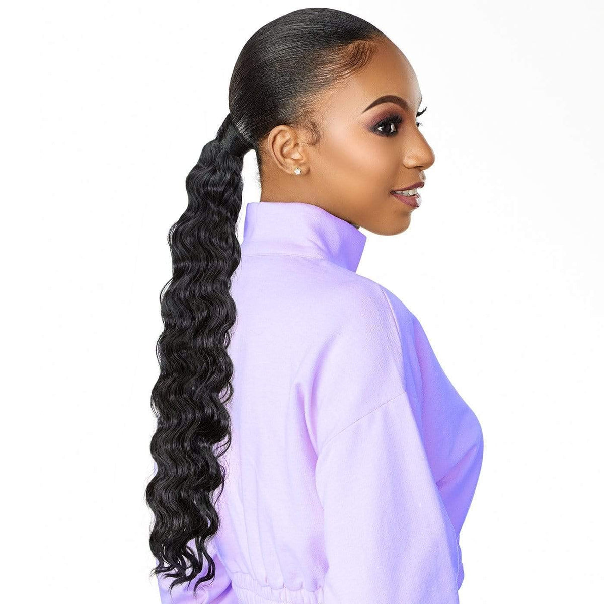 Sensationnel Instant Updown half wig with pony wrap worn together for flexible wear.