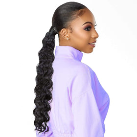 Sensationnel Instant Updown half wig with pony wrap worn together for flexible wear.