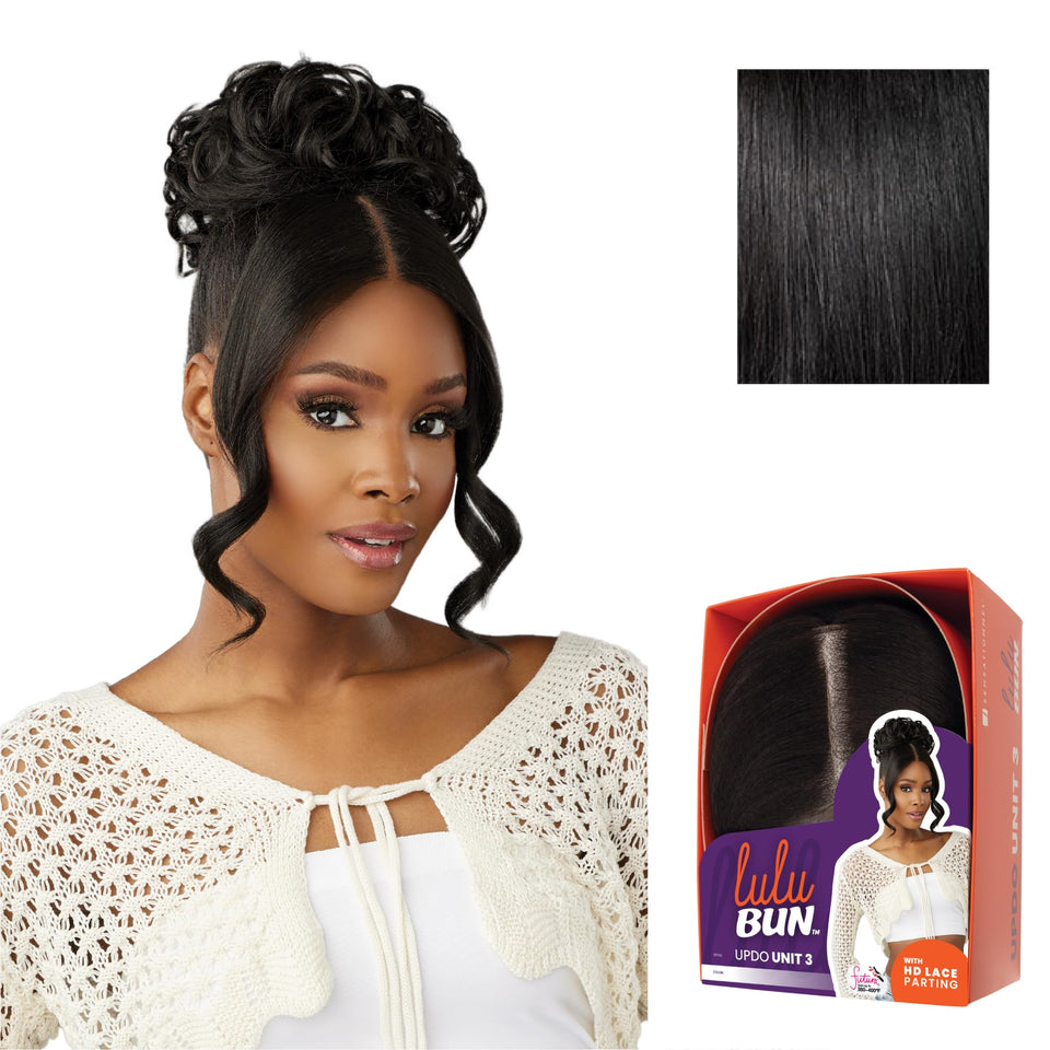 Sensationnel Lulu Bun Updo front view enables quick protective styling.