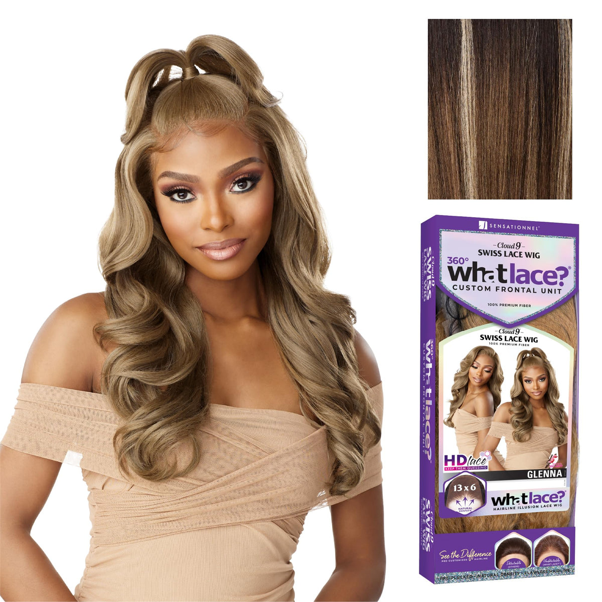 Sensationnel What Lace 13x6 wig with Glenna lacefrontal for a seamless, natural hairline.