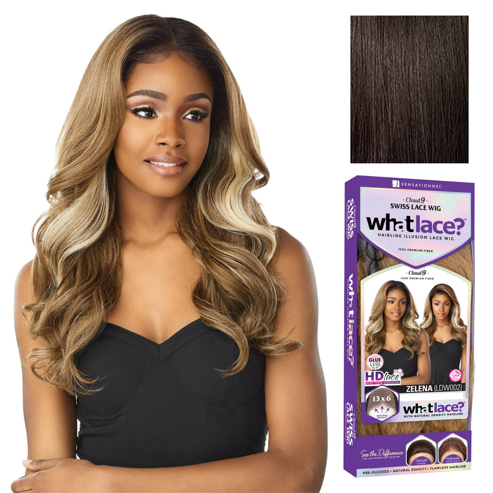 Sensationnel What Lace 13x6 Zelena lacefrontal wig with seamless parting and natural density.