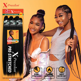 Sensationnel X-pression box braid setup demonstrates quick, neat installation with pre-stretched hair.