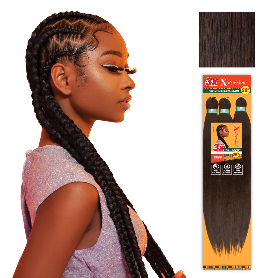 Sensationnel X-pression pre-stretched braiding hair in 58 inches for box braids